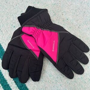 Manzella Women's Black and Pink Water Resistant Ski Gloves